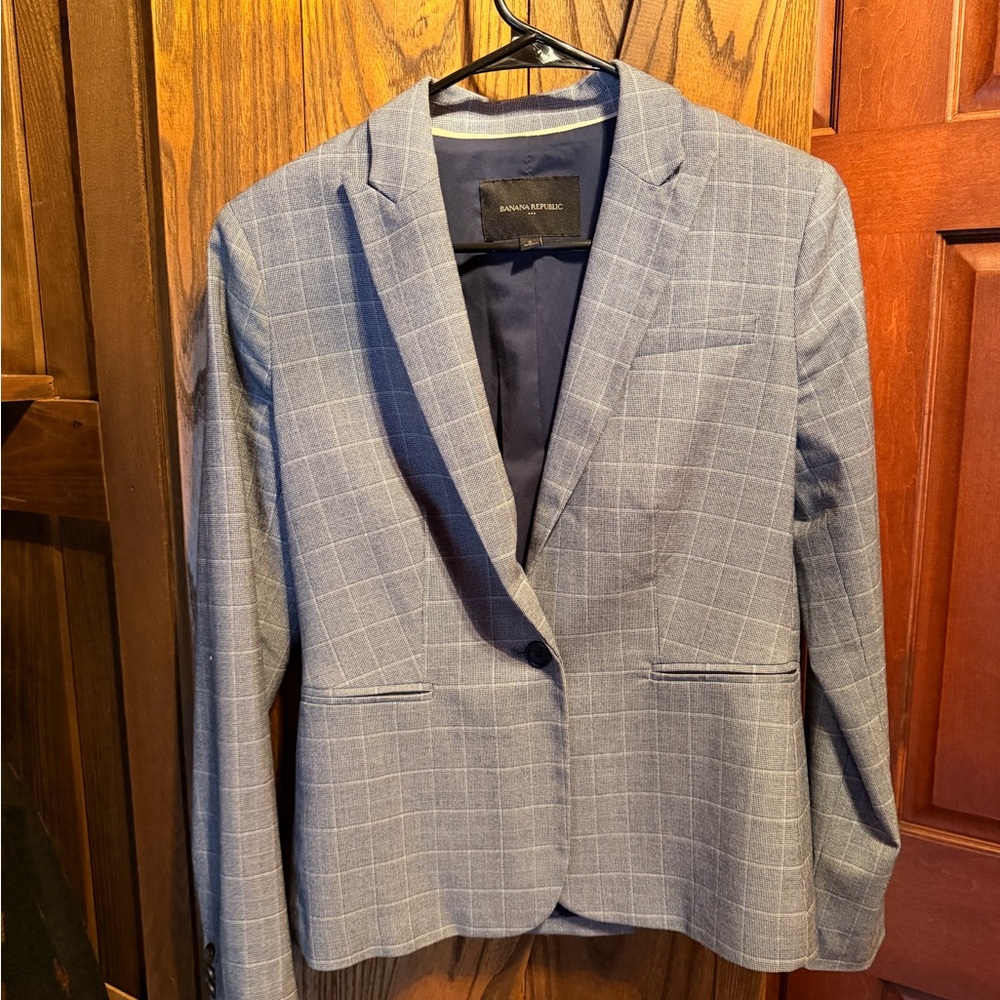 Banana Republic Blue Windowpane Blazer